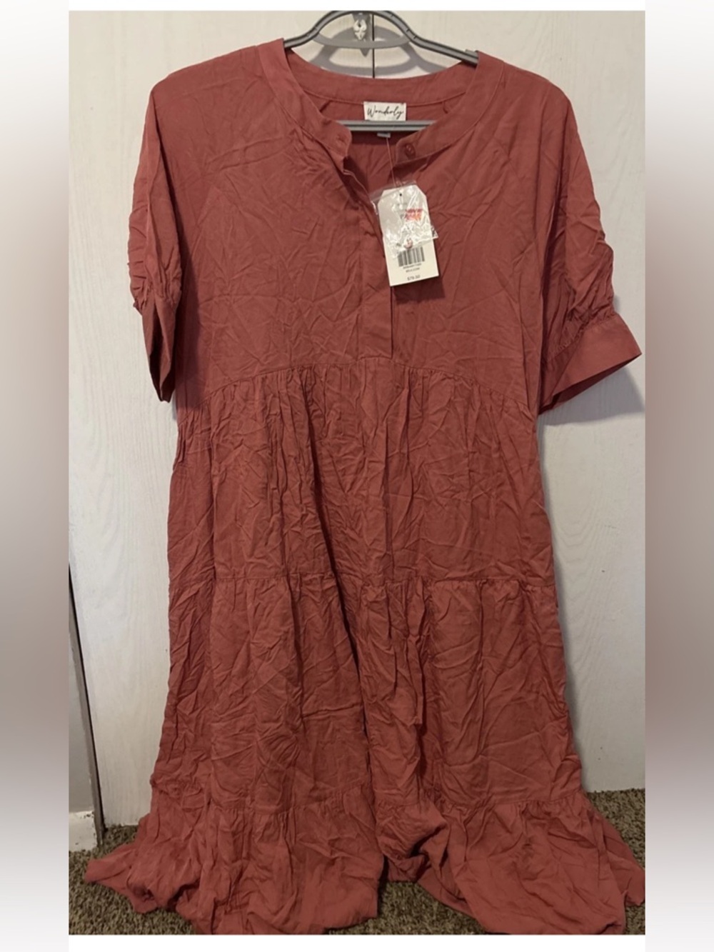 Wonderly Women's Salmon Pink Short Sleeve Dress Size PM NWT
